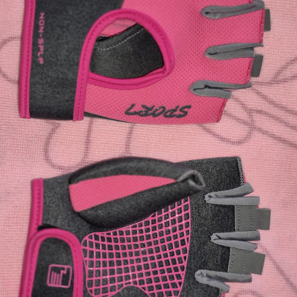 Pink and Gray Sport Gloves